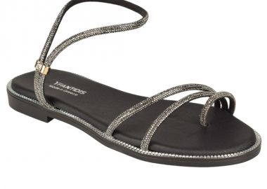 Σανδάλια γυναικεία | Δερμάτινα | Υφαντίδης | 120018 | Μαύρο Glitter - Υφαντίδης - 